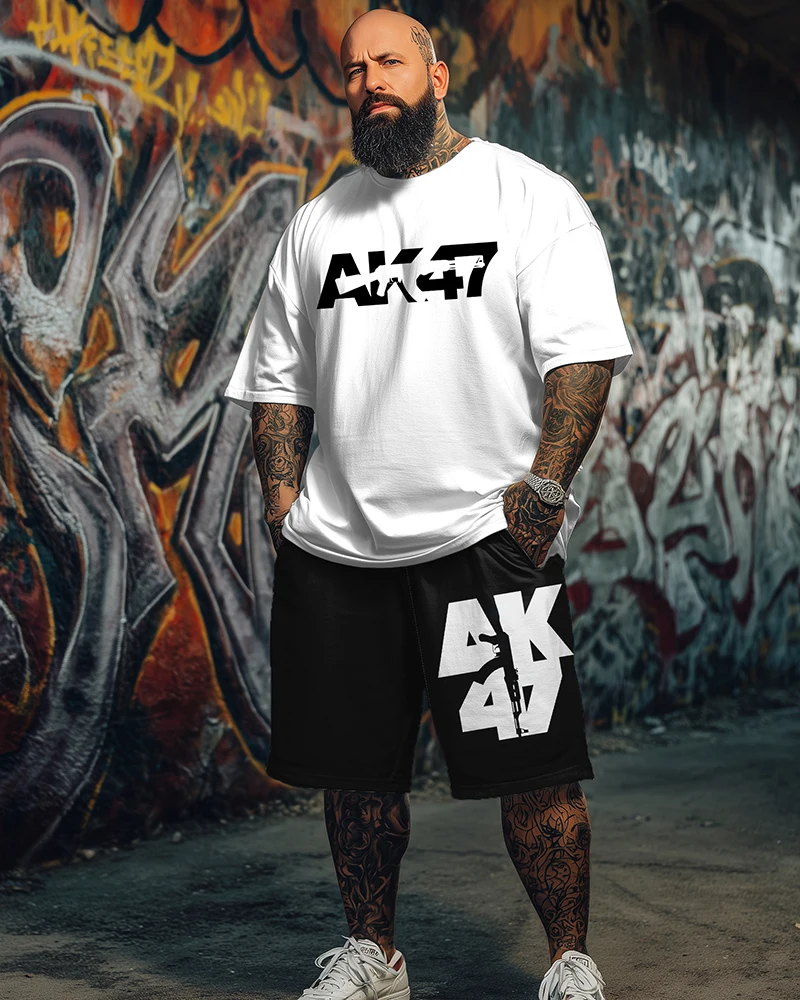 

Мужская футболка и шорты с уличным принтом AK47, 9XL, комплект из 2 предметов, мягкая дышащая городская уличная одежда