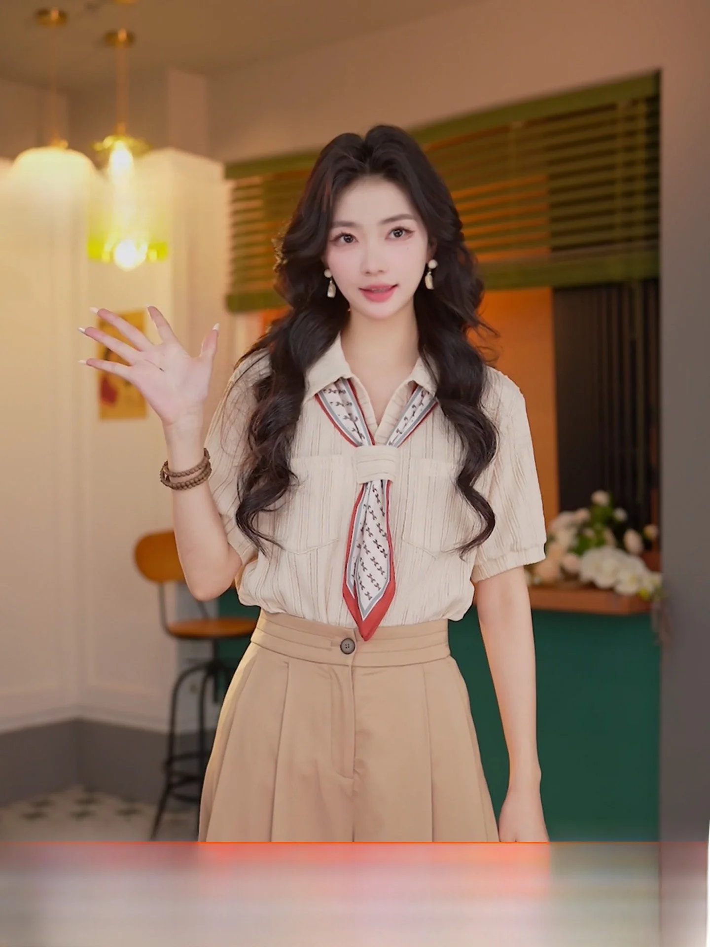 

Женская летняя приталенная рубашка в стиле ретро Ding Jiaxin, повседневная, для офиса, из смесового полиэстера, с подплечниками