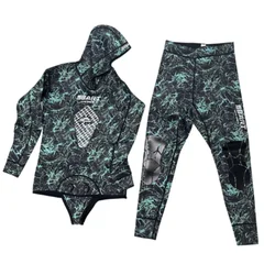 Men's 3MM Spearfishing Wetsuits,Two-Pieces Hooded Camouflage Diving Suit for Freediving Snorkeling Swimming