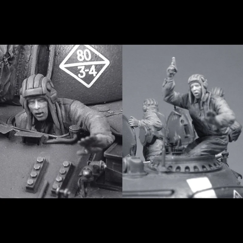 

Миниатюрная игрушка 1/35, статуя солдата из смолы, аналог советского танка, два солдата, разборная и Неокрашенная статуя «сделай сам»