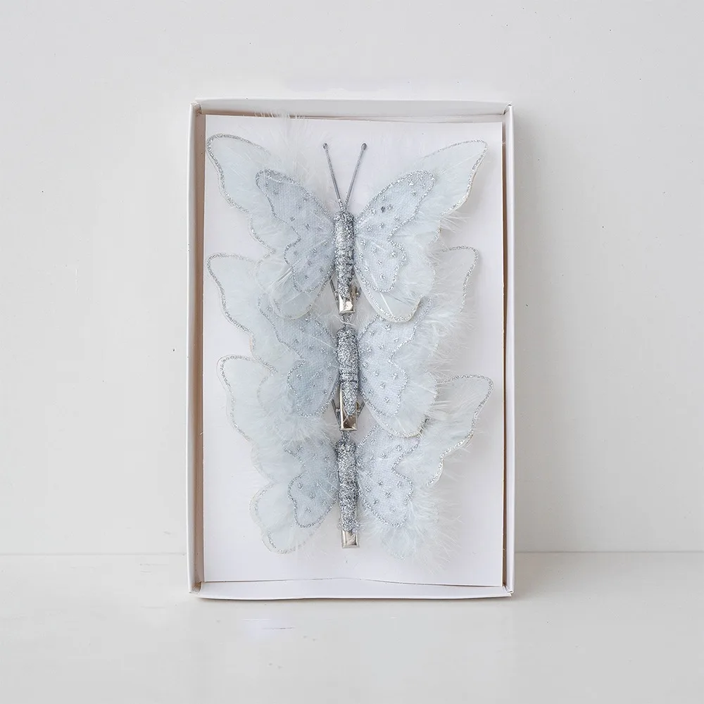 

Sequins Christmas Butterfly Pendant Glitter Simulation Artificial Butterfly Hollow-out Colorful Butterfly Tree Decoration