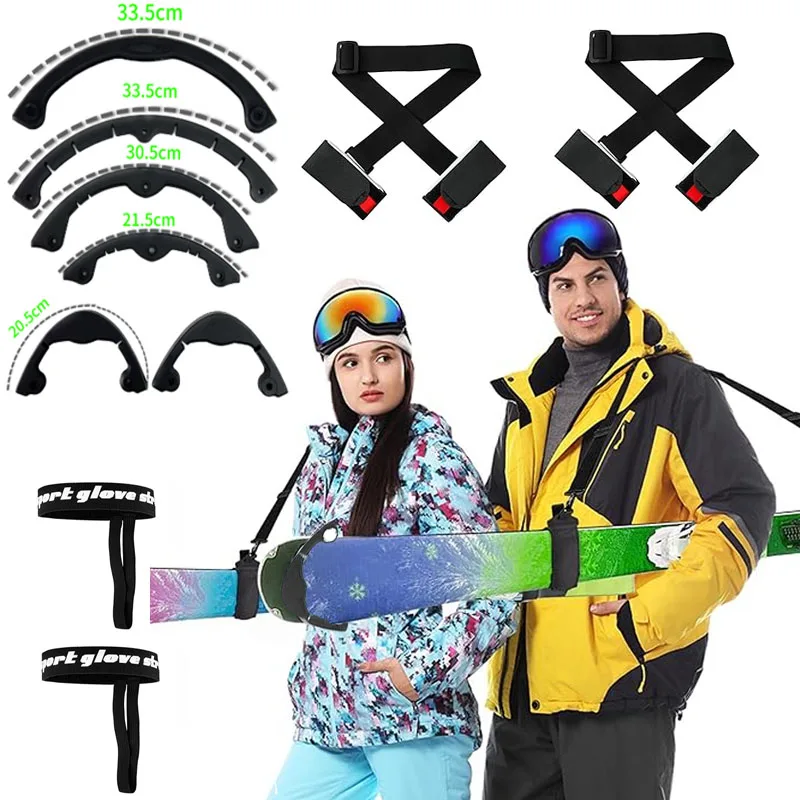 Ski Straps Snowboards Anti-collision Strip Skiing Glove Strips Adjustable Ski Boot Straps with Protector Pads Snowboards Carrier