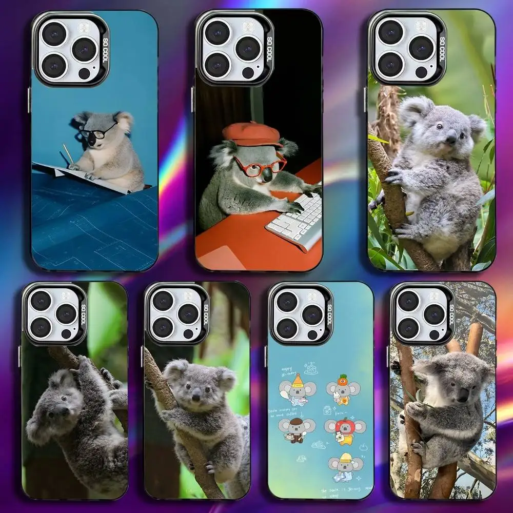 

Funny Cute Cartoon Koala Phone Case For iPhone 17,16,15,14,13,12,11,Pro,Max,Plus,Mini,XS,SE Anti Fall Black Matte Hard Bumper