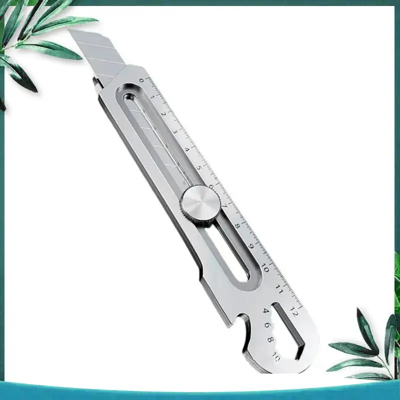 (NEW) 6 In 1 Multifunction Stainless Steel Utility Knife Tail Break Design/Ruler/Bottle Opener Retractable Box Cutter