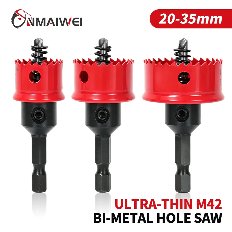 M42 Bimetall-Lochsägen-Set 3/4" bis 1-3/8" Dünnwandiger Kobalt-Bohrlochschneider mit Sechskant-Spannzange für Holz-, Metall- und PVC-Schnitte