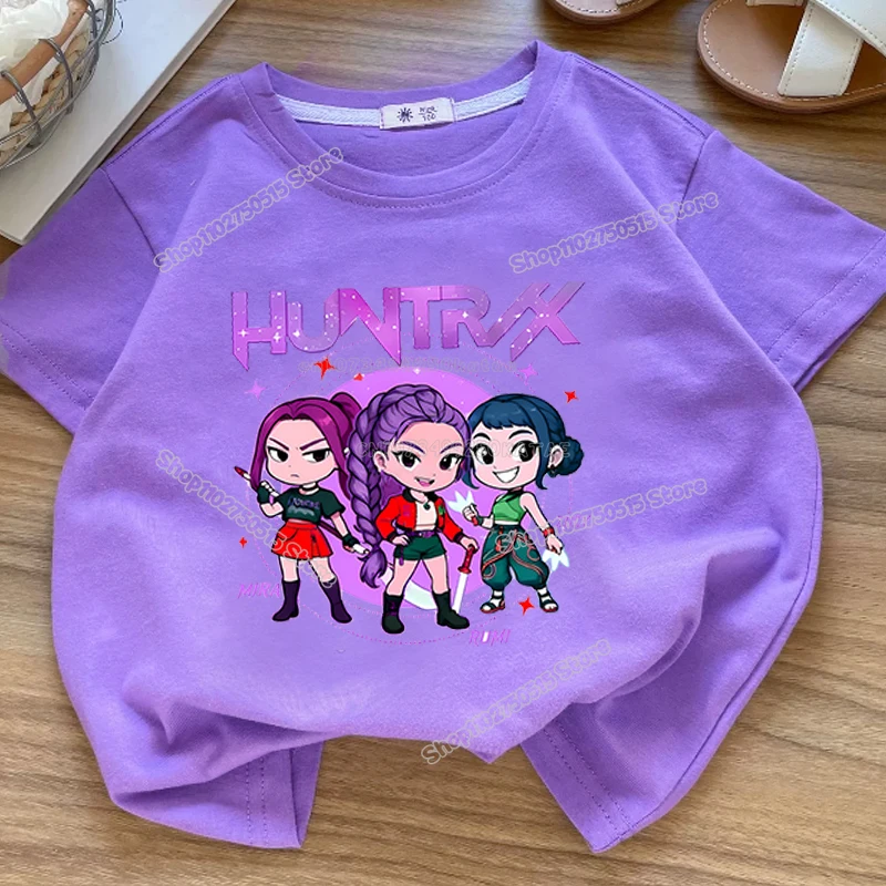 Summre Girl KPOP Demon Hunters Kleidung Rumi Mira Zoey Kurzarm-T-Shirt für Kinder, Sommer, lässige Oberteile, Cartoon-T-Shirt aus Baumwolle für Kleinkinder