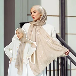 Wholesale Premium Shimmer Silk Satin Hijab Scarf Women Ramadan Silk Veil Muslim Women Hijab Shiny Shawl Women's Scarves