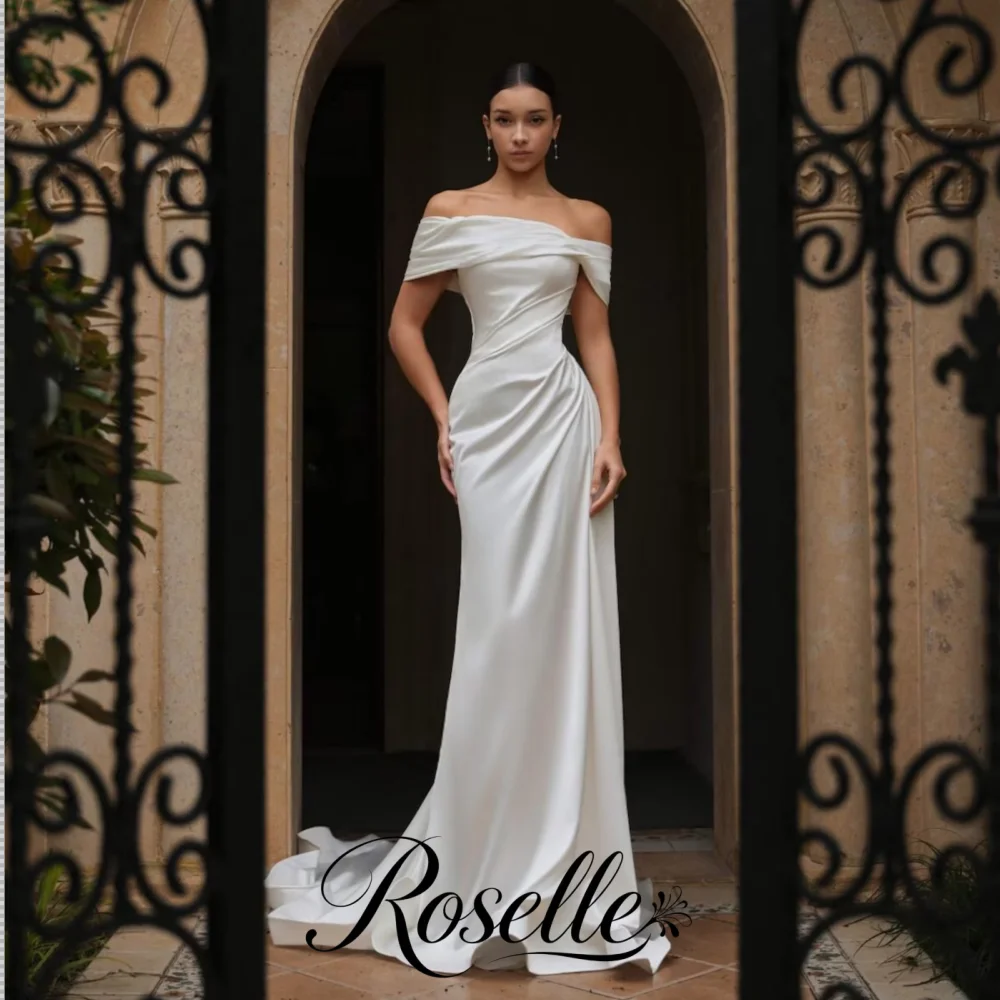 ROSELLE Off Shoulderf Simple Elegant Sheath Wedding Dress Strapless Open Back Train 2026 Bridal Gown Customized свадебное платье
