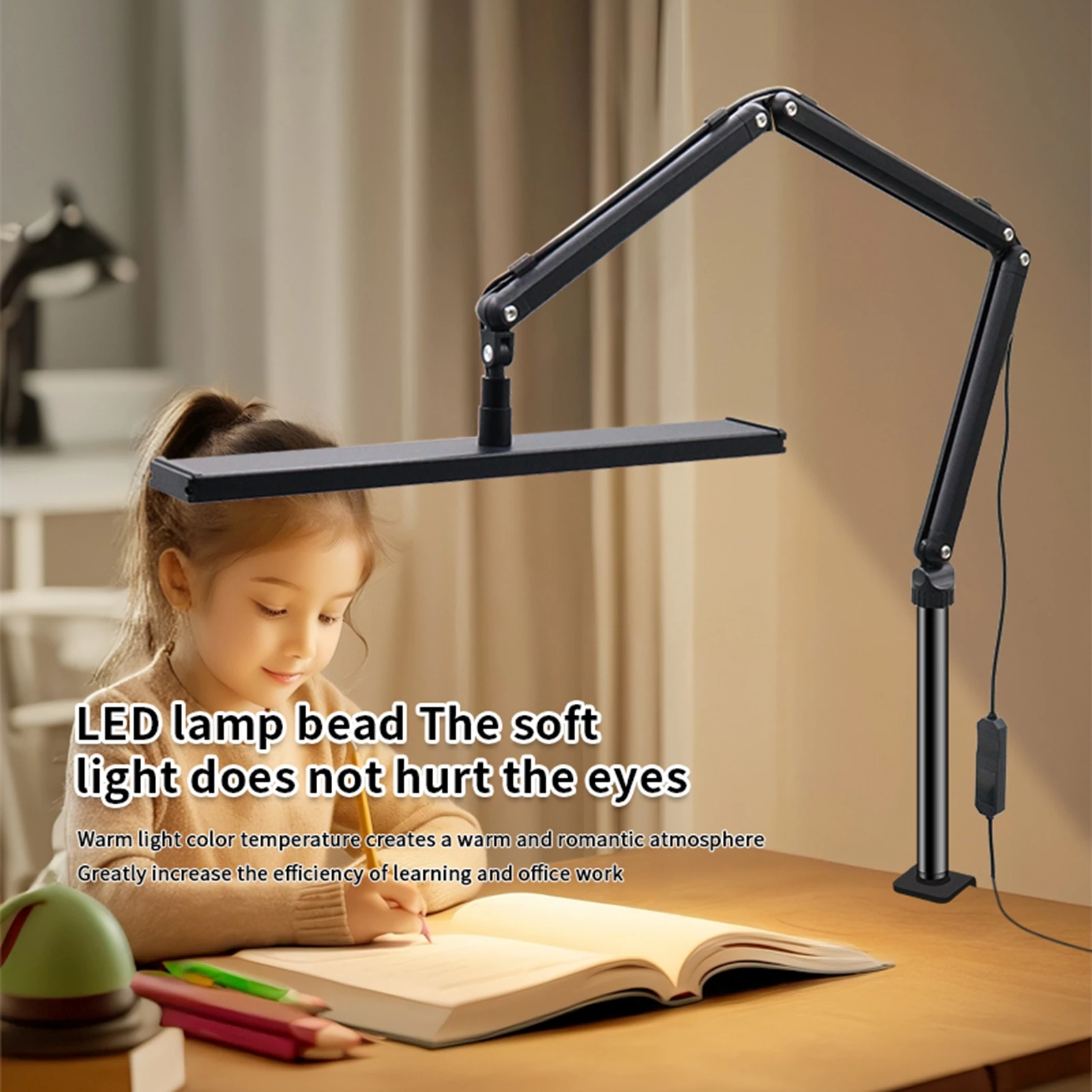 

Andoer Table Lamp Flexible Lash Light with Clamp LED Desk Lamp for Nail Desk Eyelash Extension Skincare Reading 3 Light Modes