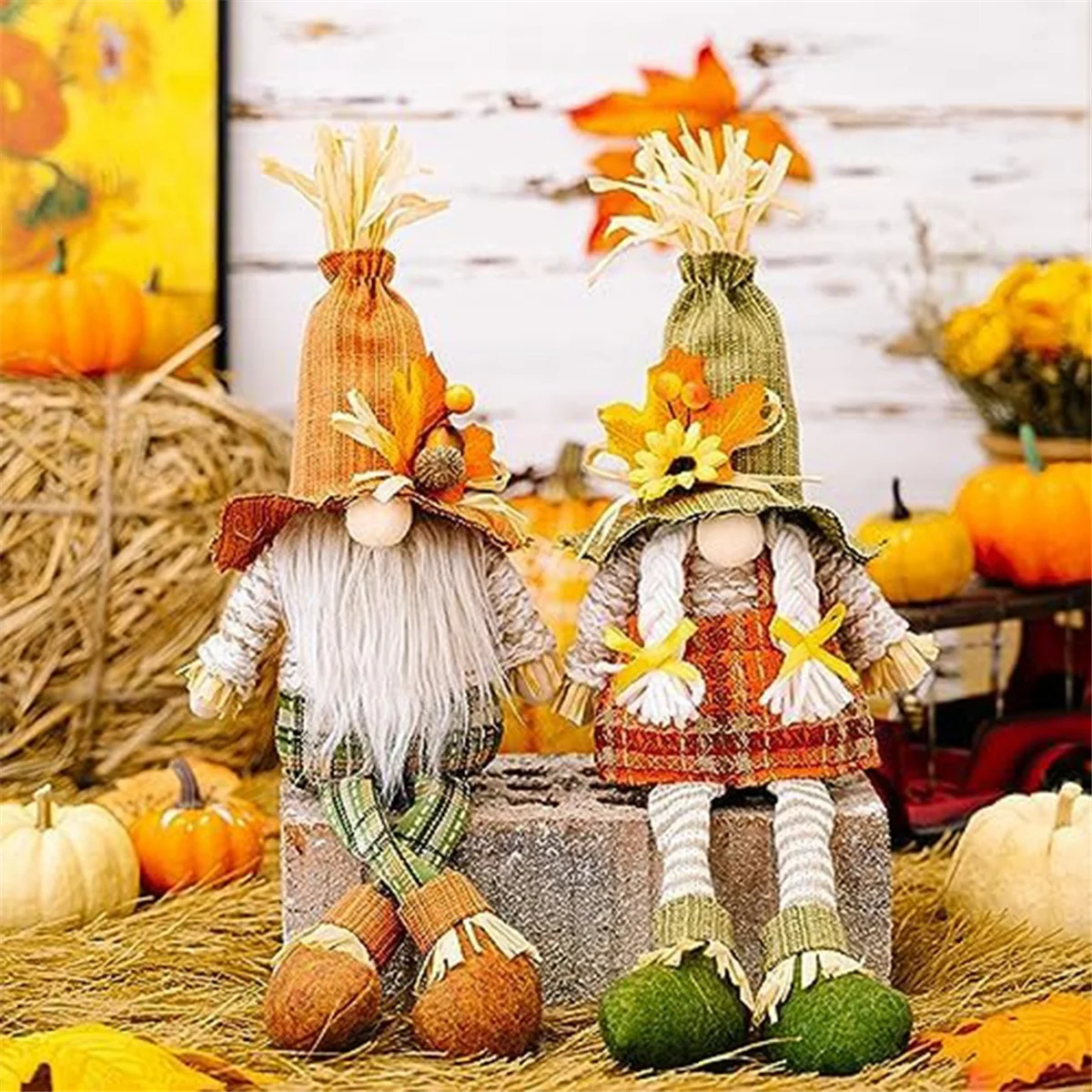 Fall Decor Gnomes Plush Fall Decorations for Home 2PCS Halloween Decorations for Farmhouse Autumn Pumpkin Decor