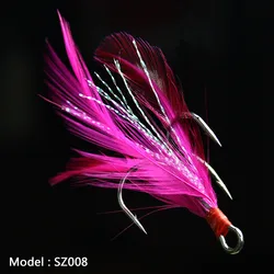 10pcs Treble Fishing Hook With Feather For Minnow Fly Fishing Lures Crankbaits Barbed Annular Sharpened Fishhook 10-3/0# sz008