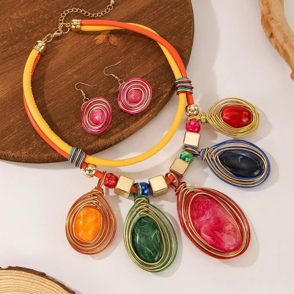 

Trendy Hook Earrings Necklace Set Pu Rope Charm Choker Costume Jewellery Safe Reliable Trendy Dangle Earrings Occasions