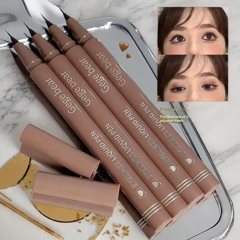 Crayon Eyeliner Liquide Gege Bear, Imperméable, Longue Durée, Crayon Eyeliner Silkworm, Anti-bavures, Séchage Rapide et Lisse, Maquillage des Yeux
