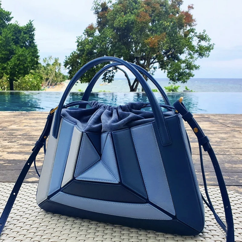 Casual Bags For Women Handbags And Purses Luxury Designer 2023 New In PU Splicing Contrasting Top Handle Shoulder Messenger Bag