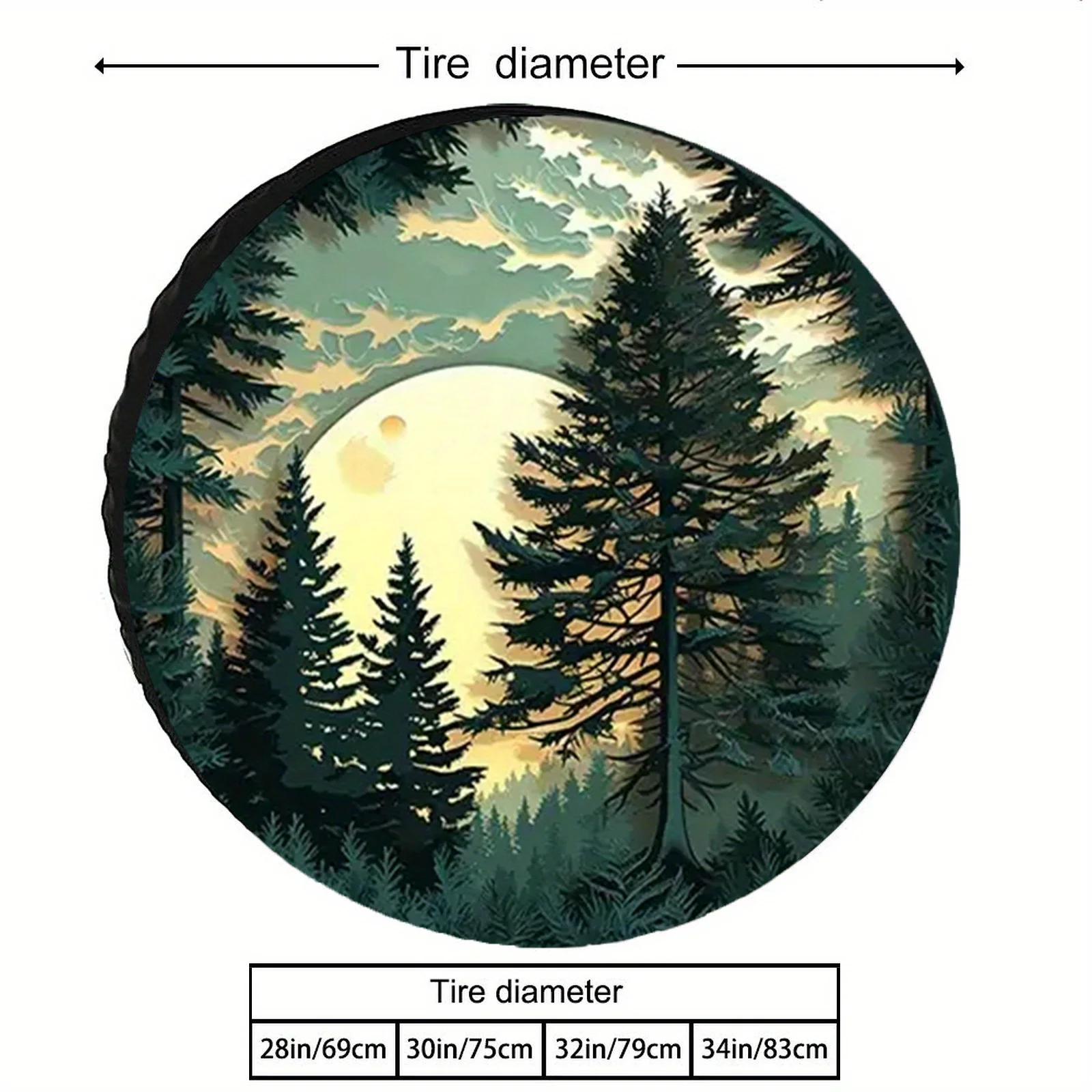 Copertura per ruota di scorta per auto foresta illuminata al luna Protezione antivento antipolvere Protezione per ruote di veicoli Decorazione per atmosfera magica