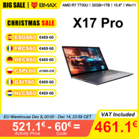 BMAX X17 Pro Laptop 15.6 Inch Full HD 32GB RAM 1TB SSD AMD Ryzen 7 7730U Windows 11 Gaming And Business Notebook BT WiFi Type-C