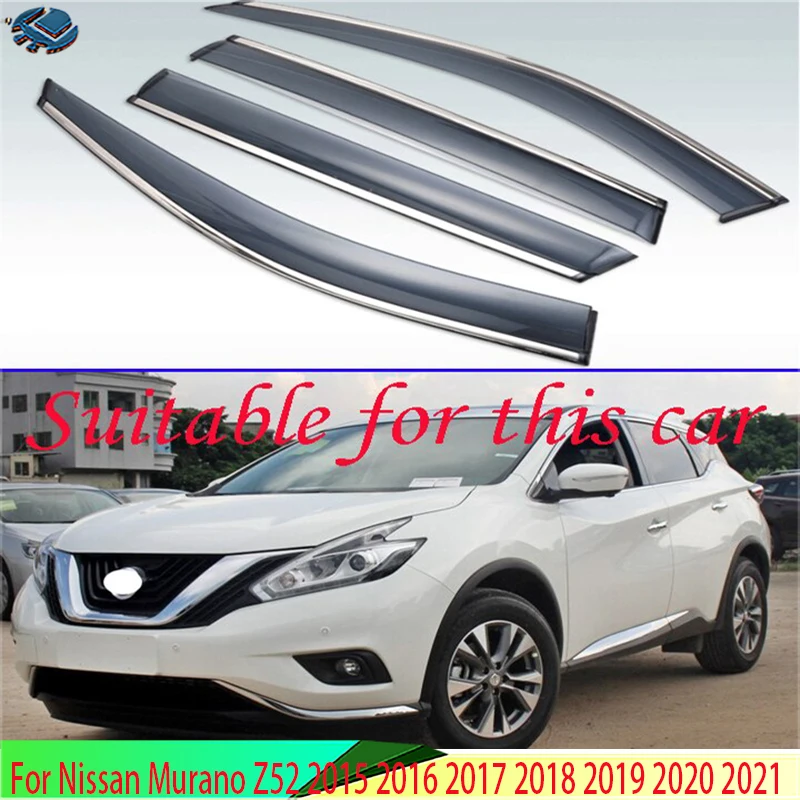 For Nissan Murano Z52 2015 2016 2017 2018 2019 2020 2021 Plastic Exterior Visor Vent Shades Window Sun Rain Guard Deflector 4pcs