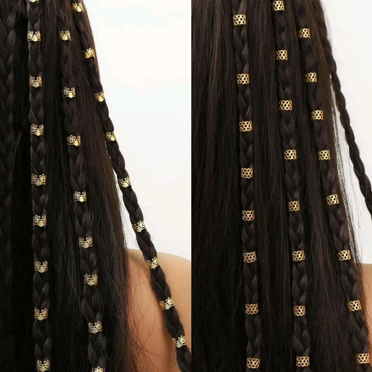 

Hot Sale Gold Plated Dreadlock Hair Rings for Large Braids DIY Extension Loops Hair Accessory Findings Gift