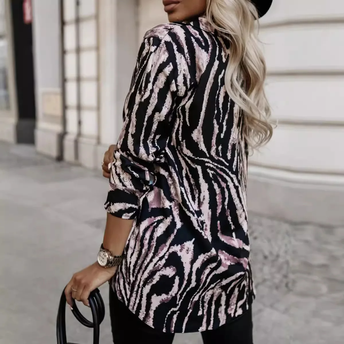 Vêtements pour femmes, chemise imprimée zèbre et léopard, manches longues, chemises à revers, chemisier, haut, mode d'été, Sexy