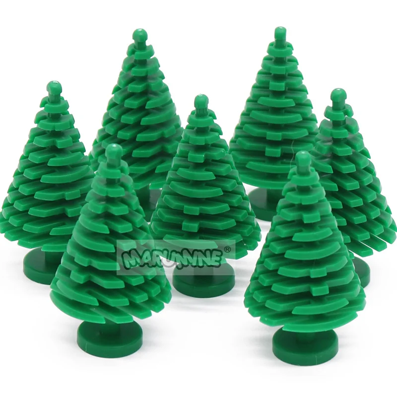 Marumine Christmas Spruce Tree MOC Blocks Compatible 3471 Stalk Grass Flower City Parts Classic Bricks Construction Accessories