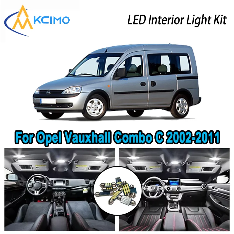 

Для Opel Vauxhall Combo C 2002-2011 2003 2004 Премиум Яркий светодиодный внутренний купол Карта багажника Комплект автомобильных светодиодных ламп Canbus без ошибок