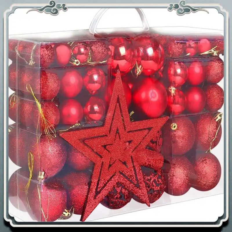 AC76-101Pcs Red Christmas Ball Ornaments, Shatterproof Christmas Tree Balls For Christmas Tree