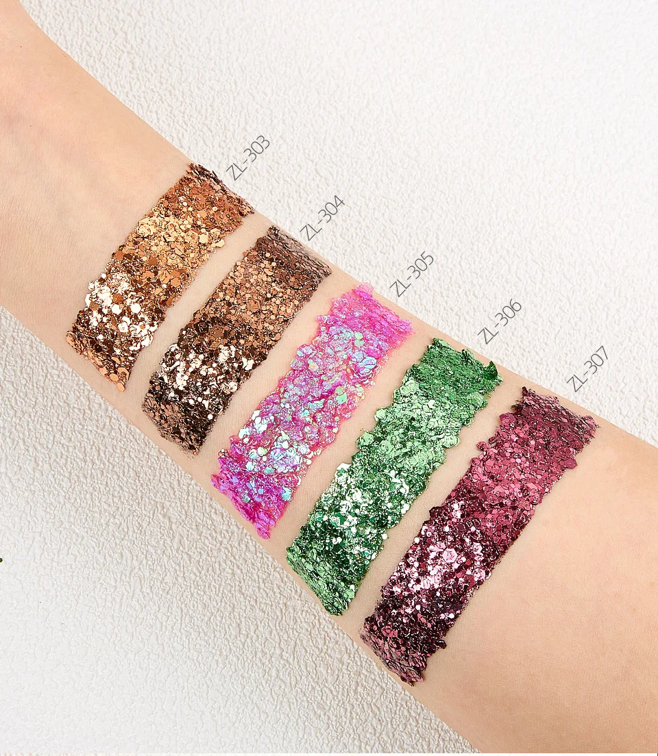 12 Colori di Glitter Cosmetico Lucido e Brillante, Glitter Chunky Cangiante per Viso e Corpo, Gel Glitter per Trucco da Palcoscenico, Adatto ai Bambini