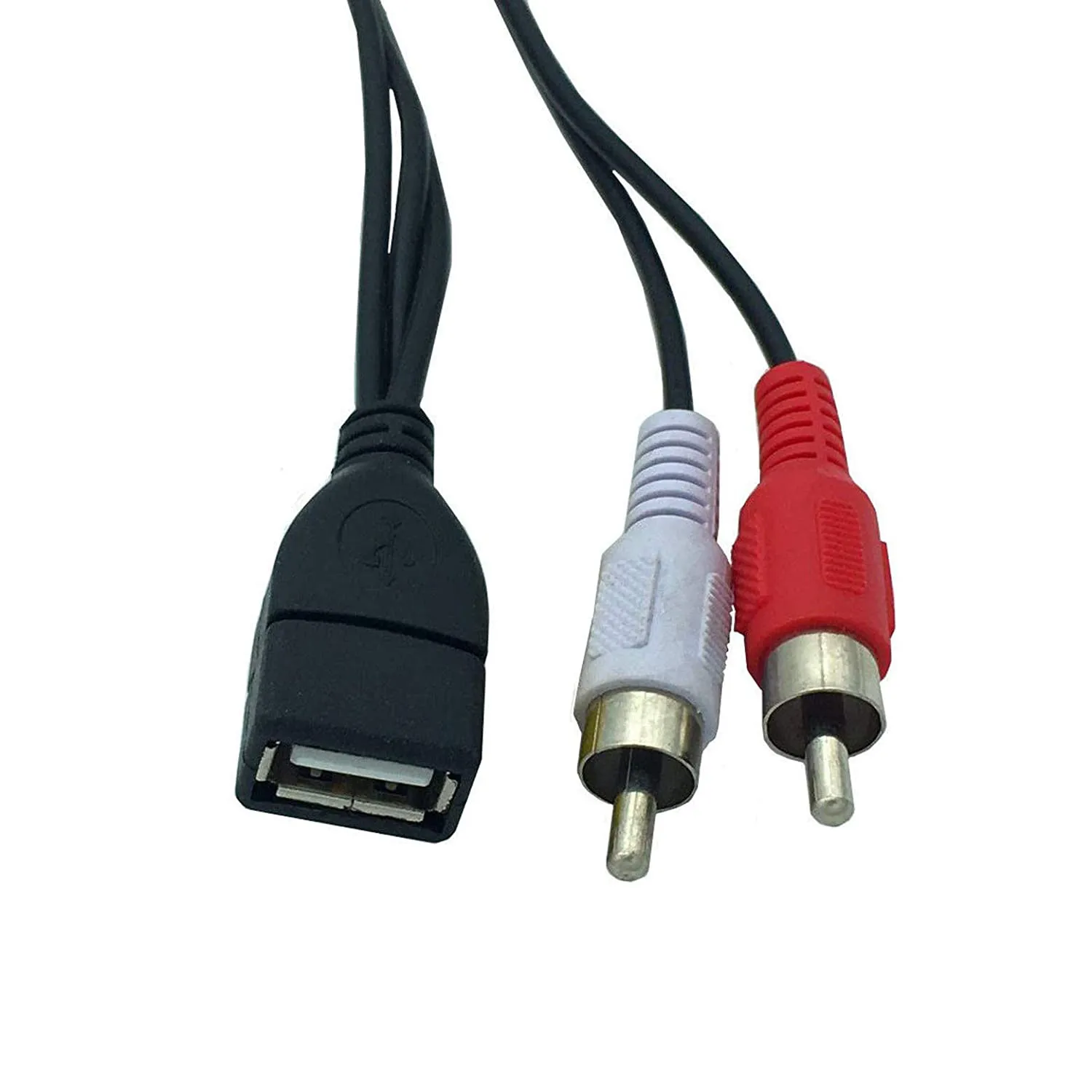 USB to 2RCA Cable,USB 2.0 Female to 2 Dual RCA Male Jack Y Splitter Audio Video AV Composite Adapter Cable - 5 Feet/1.5M
