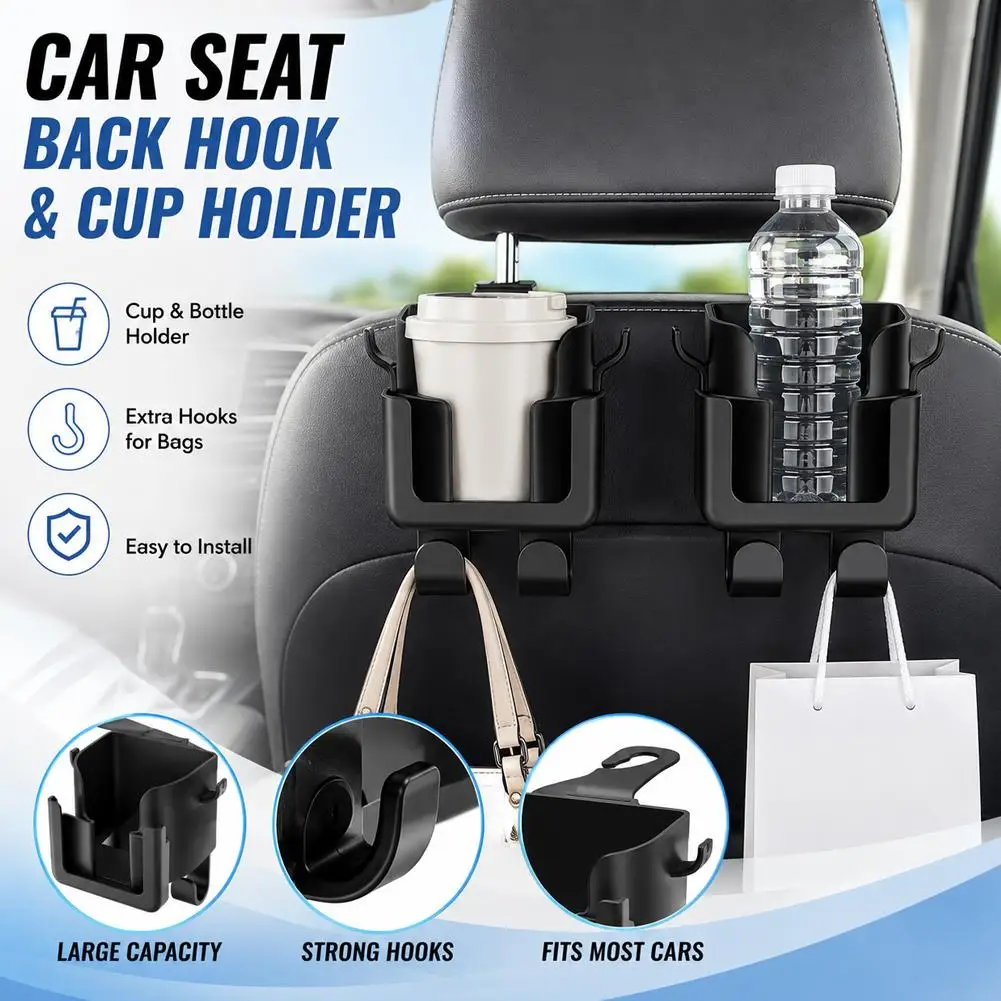 Organizador Multifuncional para Encosto de Banco de Carro com Suporte para Copo, Suporte para Telefone e Ganchos - Compatível com a Maioria dos Veícul