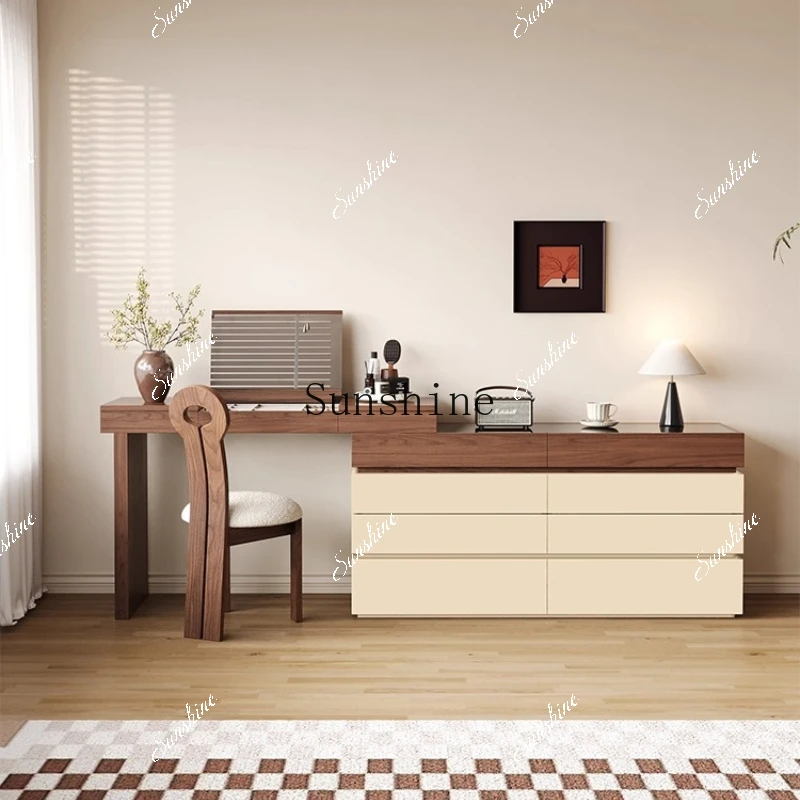 

Retro dresser, chest of cabinets, integrated modern simple bedroom retractable bedside locker with lamp