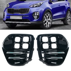 Frront Bumper Fog Light Cover Grille For KIA Sportage GT LINE MK4 2016 2017 2018 Headlight Shade Bright Black Car Accessories