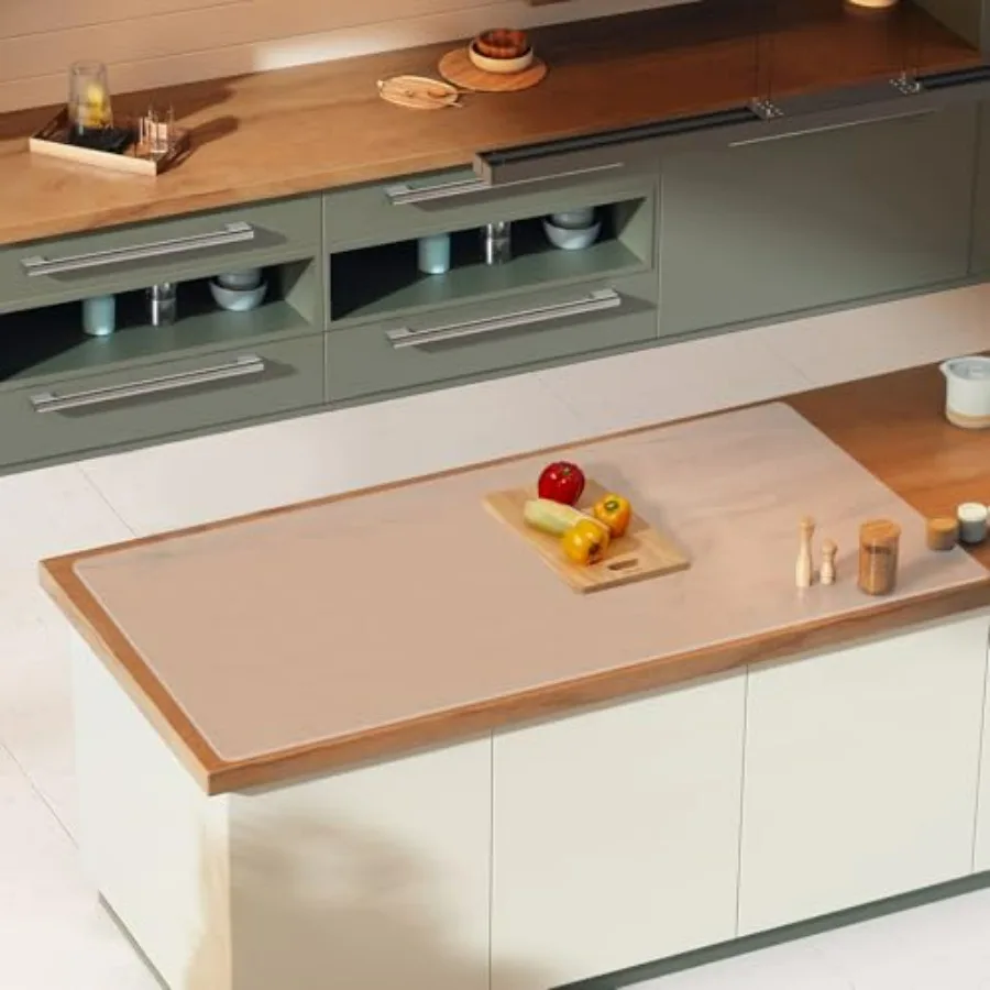 

Прозрачный большой силиконовый защитный коврик для столешницы размером 23,6x78,7 дюйма, термостойкий, антипригарный водонепроницаемый коврик (толщина 0,06 дюйма)