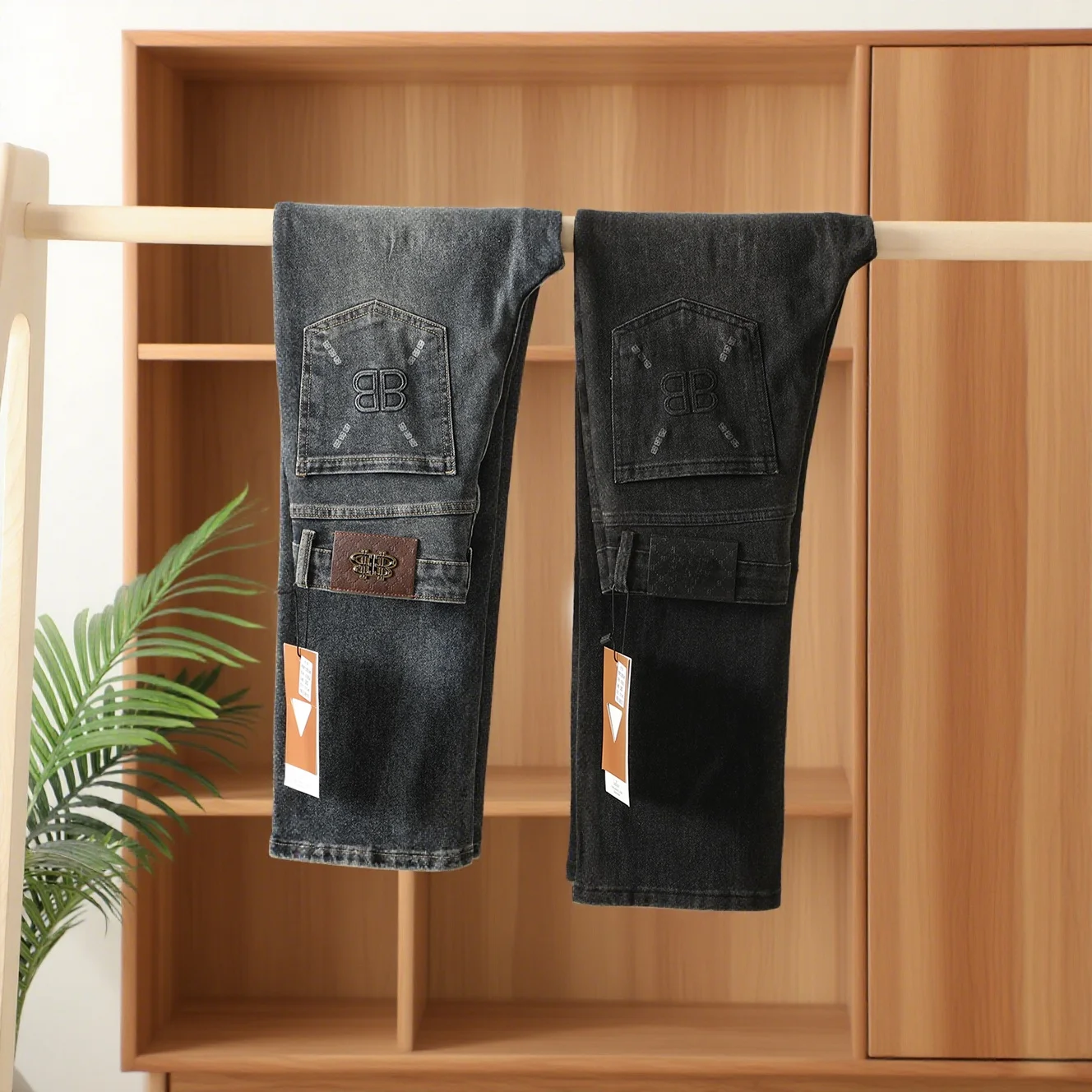 

Retro Waed Distred Straight Leg Jeans Men's Faion Versatile Casual Autumn Denim Pants Youth ular Cotton Stretch Fabric