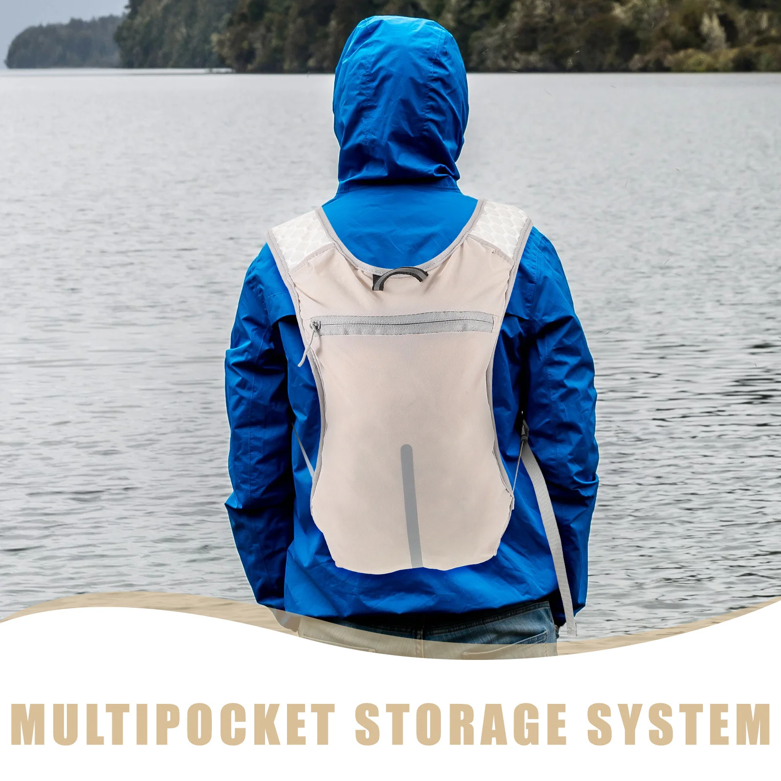 Running Multifunctional Backpack Adjustable Hiking Vest Breathable Reflective Lightweight Outdoor Running Water Bottle Phone