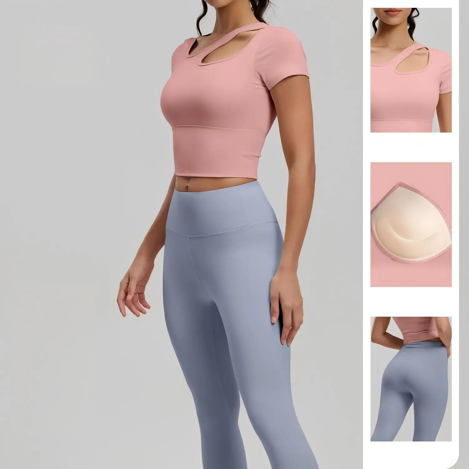 Women Spring Summer Yoga Set, Breathable Slim Fit One Piece Integrated Workout Outfit for Running Sports Fitness
