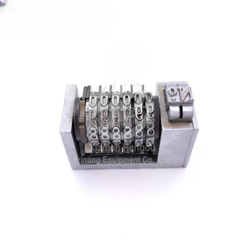 

6 digit numbering machine 4x8 all stainless steel Roman font jump backwards 98765... sinkable 2 numbers Offset Printing Parts