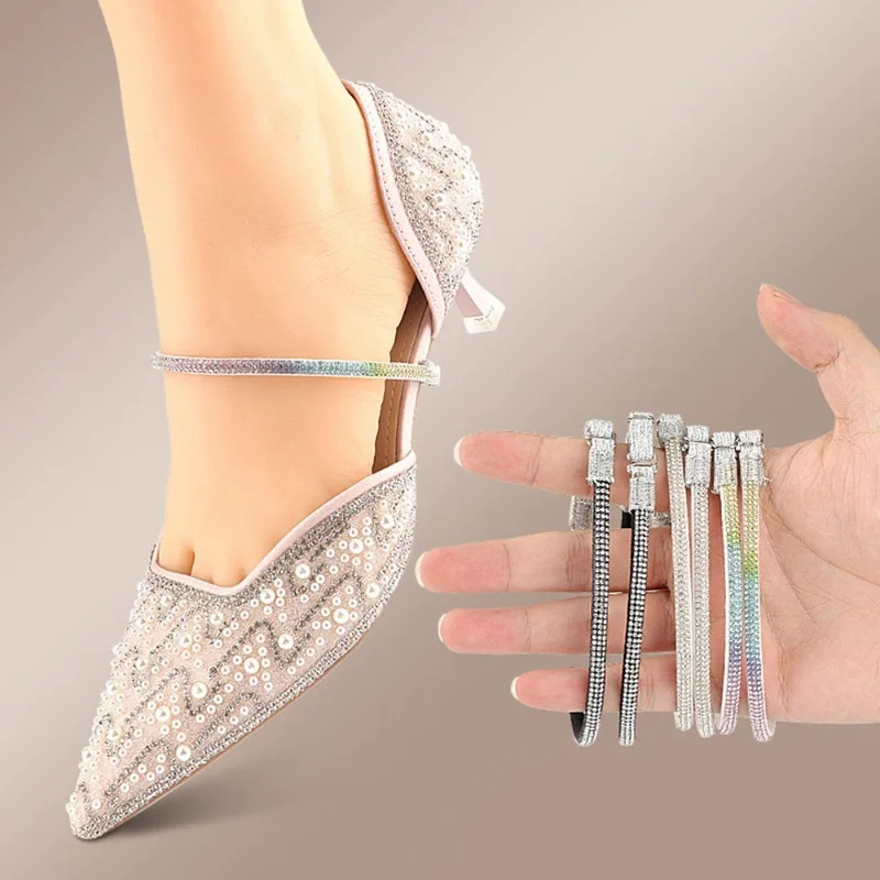 New Rhinestone High Heels Shoes Band Adjustable Non-slip Straps Diamond Shoelaces Drill Anti-loose for Women Shoes Accessories