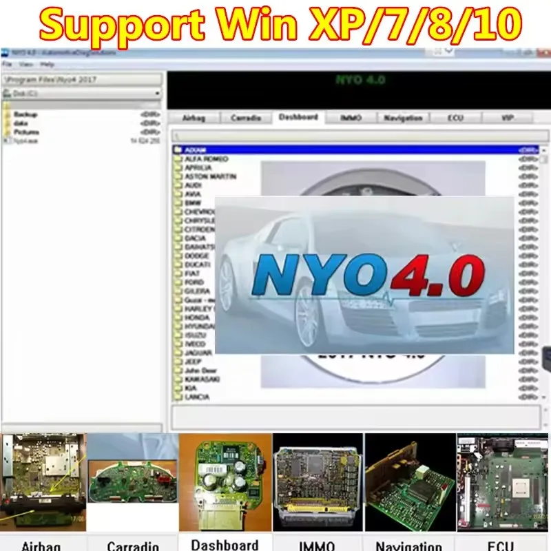 Newest NYO 4 Full Database Safety Airbags+Dashboard+Car Radio+IMMO+Navigation Automatic Data Repair Software Support Win7/8/10
