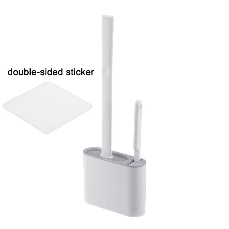Wandhangende toiletborstel met houder Siliconen toiletborstel met lange steel Zachte haren WC-reinigingsborstel Badkameraccessoires