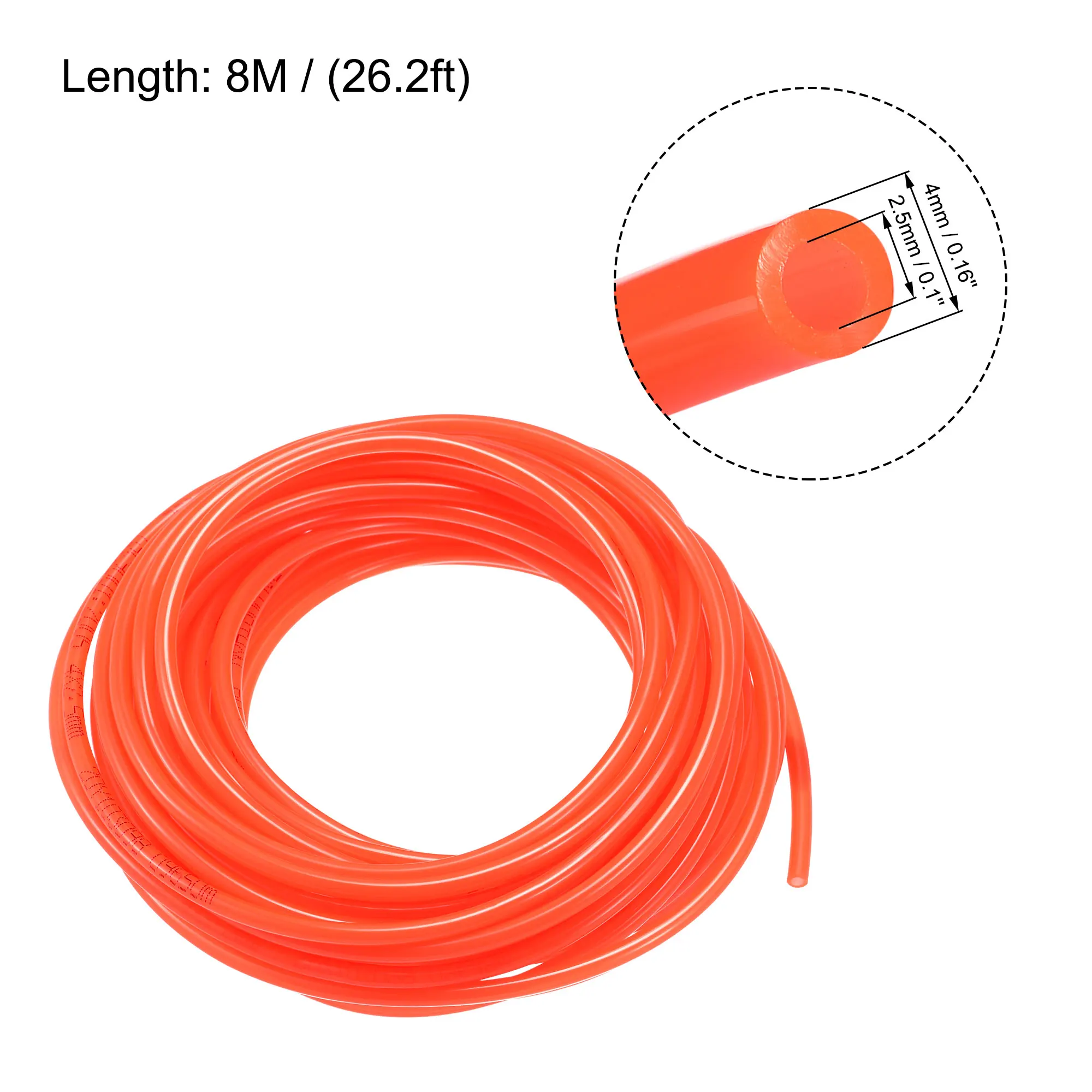 Air Component Hose Polyurethane Tubing PU Air Line Hose 2.5mm ID x 4mm OD x 8m Long Pipe Line Hose Pneumatic Tube for Compressor