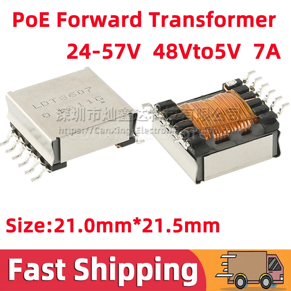 

2pcs LDT8607 SMD PoE Switching Power Supply Flyback Forward Transformer 24V-57V 48V to 5V 7A Flyback Power