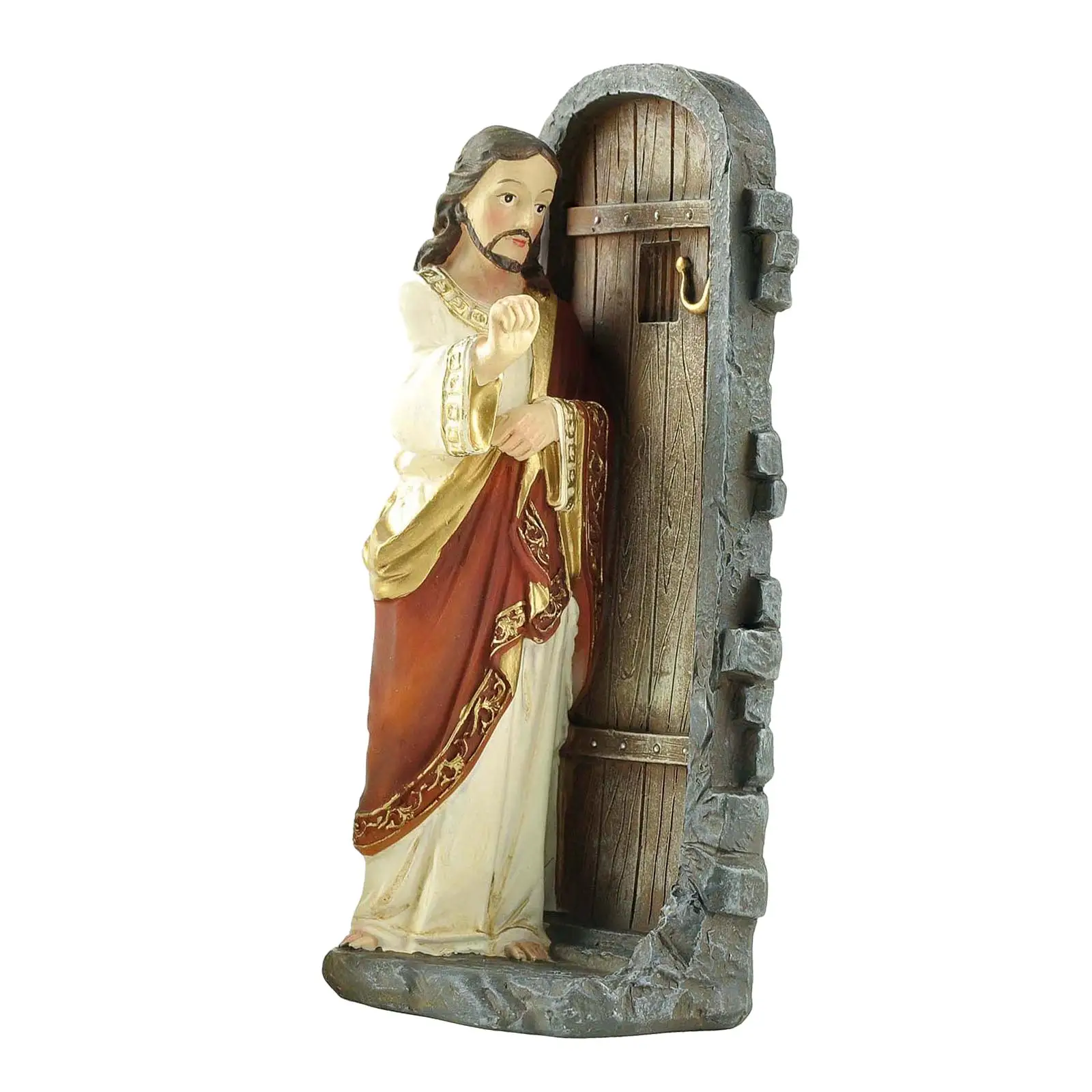 5inch Christmas Jesus Knocking at Door Statue Figure Traditional Jesus Ornament Hand Painted for Holiday Season Decor Exquisite