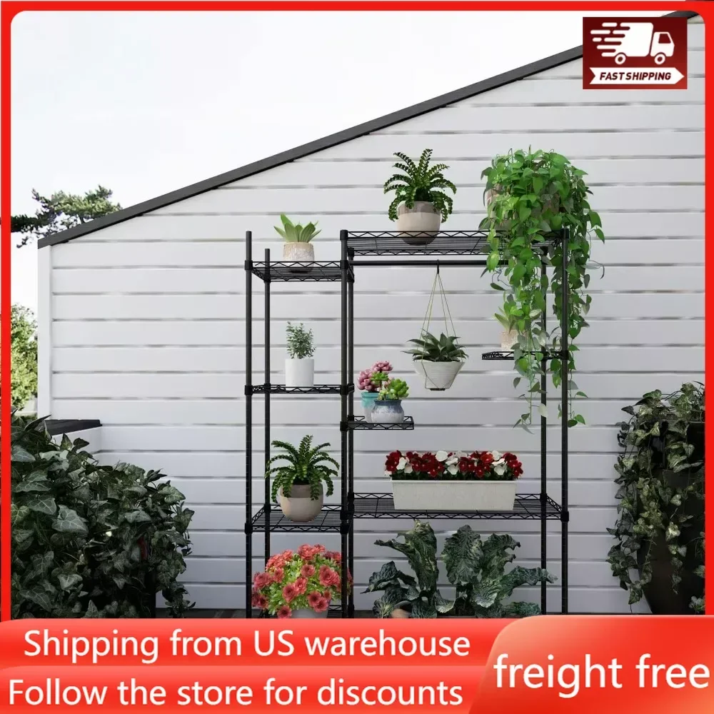 

Plant Stands for Indoor Plantsd 4 Tier Holder Storage Shelf Flower Stands with Hanger Rod for Living Room Balcony and Garden