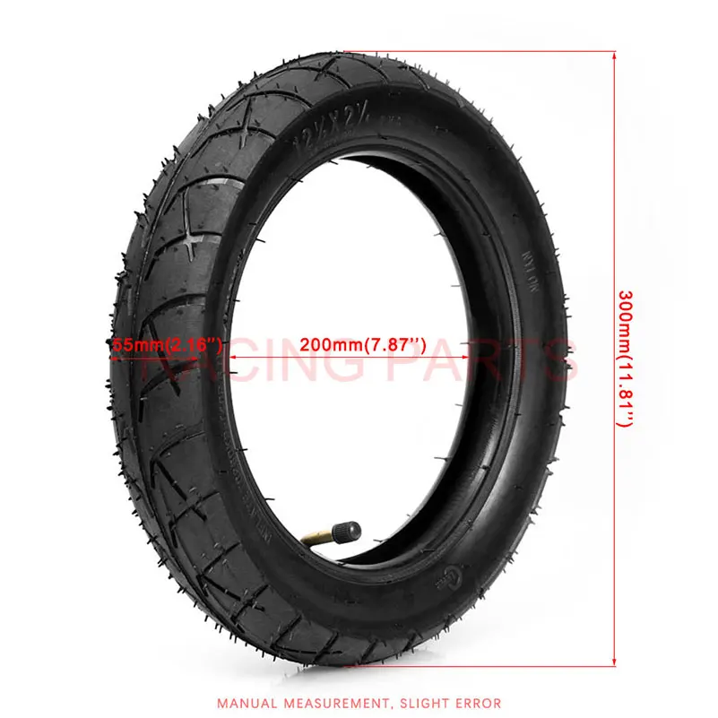 Heavy Duty 12.5x2.25 (12-1/2 x2-1/4) Tire & Inner Tube Set with Angled Valve Stem for Electric Scooters Razor Pocket Mod Currie