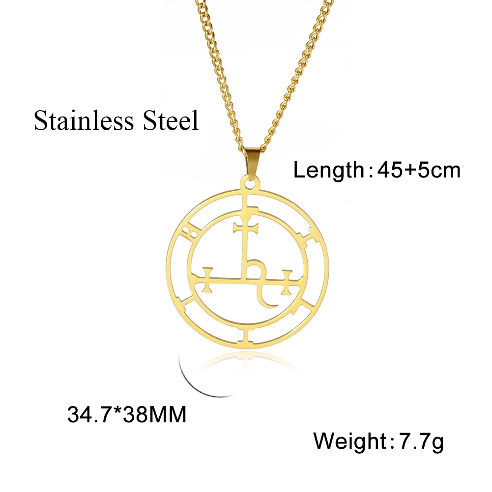 Lucktune Demon Seal Symbol Necklace Stainless Steel Satan Sigil of Lilith Amulet Pendant Chain Necklace for Women Men Jewelry image 6