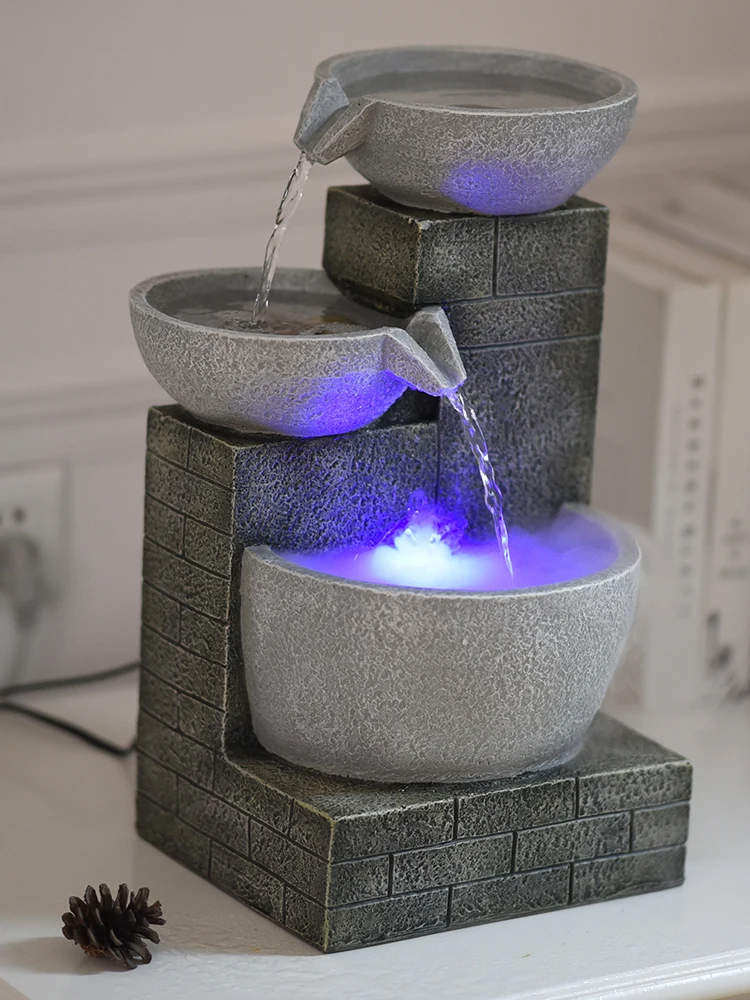 

Desktop small fountain, study, wine cabinet decoration, feng shui rotating water feature, humidifier decoration