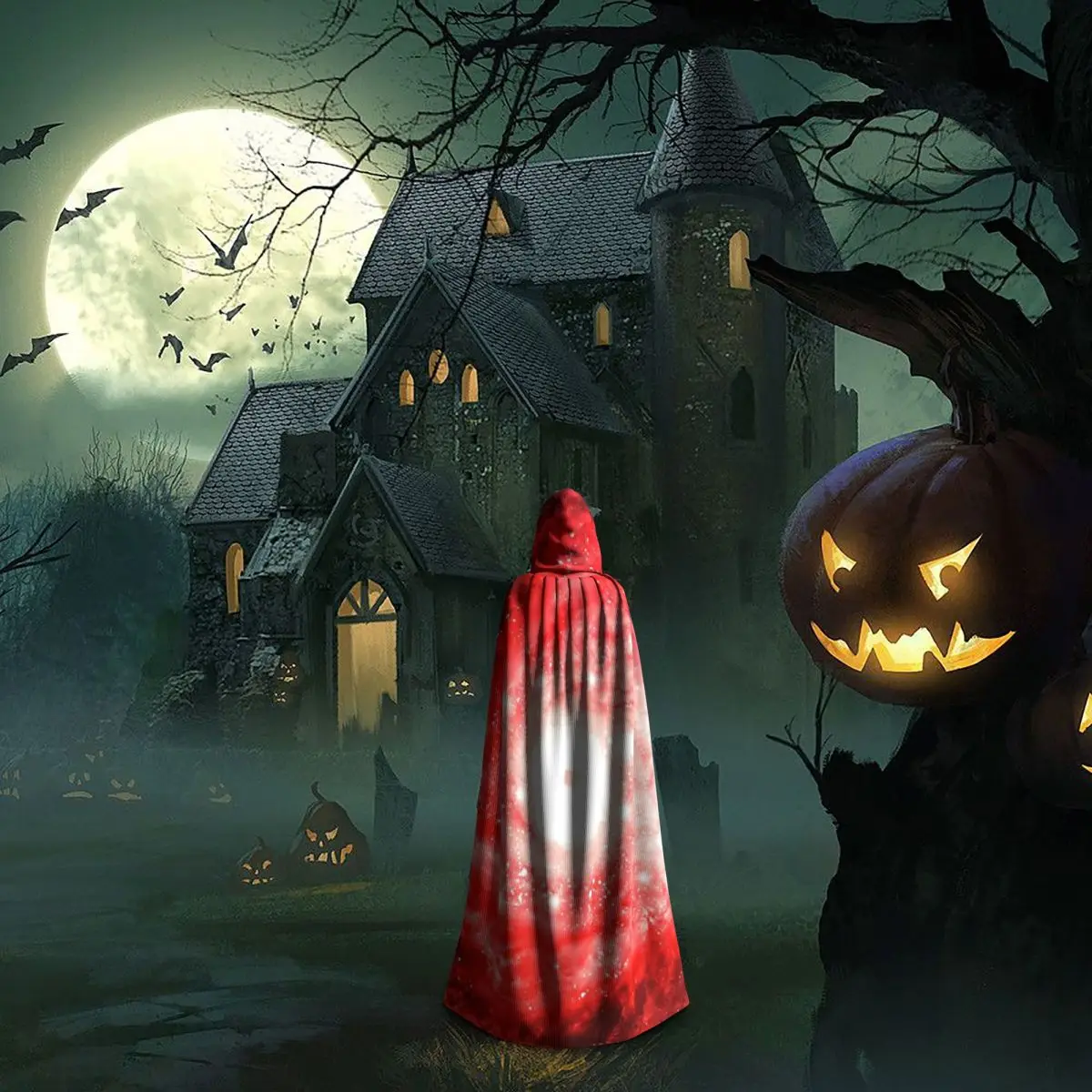 Jubah Panjang Bertudung Hitam Motif Galaksi Nebula Langit Malam, Kostum Penyihir Abad Pertengahan, Jubah Cosplay Halloween, Mantel Dewasa Unisex