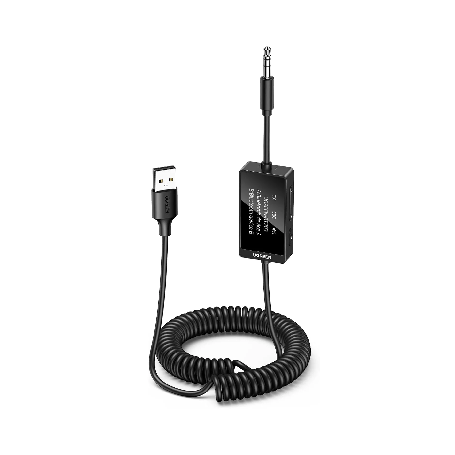 

UGREEN Bluetooth 5.4 Transmitter Receiver, Dual Pairs 3.5mm Audio Aux Adapter with Microphone, 2-in-1 Wireless Bluetooth Adapter