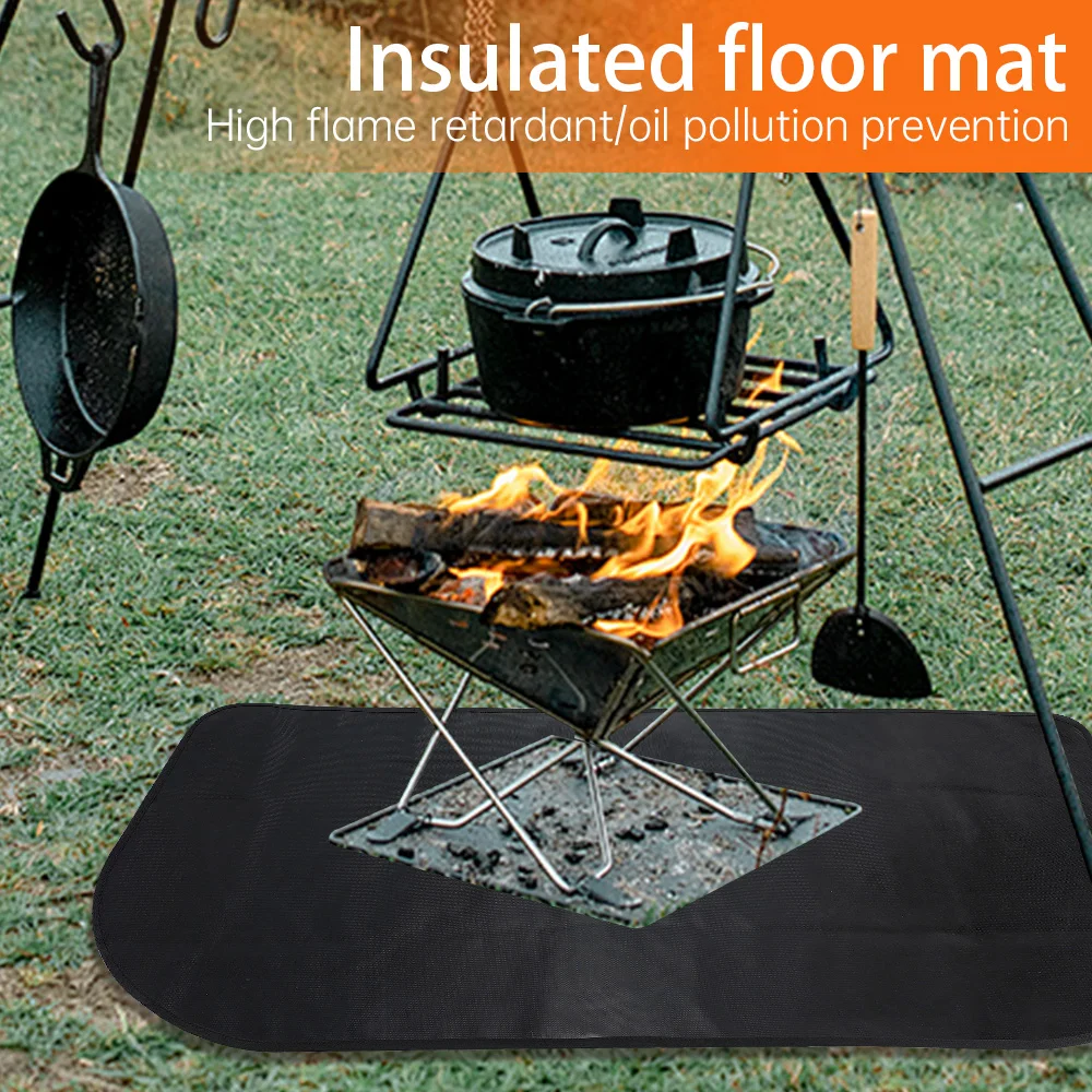 Fireproof Hearth Rugs Protection Floor Fireplace Fire Resistant Mat Non Slip Stove Flame-Retardant Pad Wood Stove Black Rug