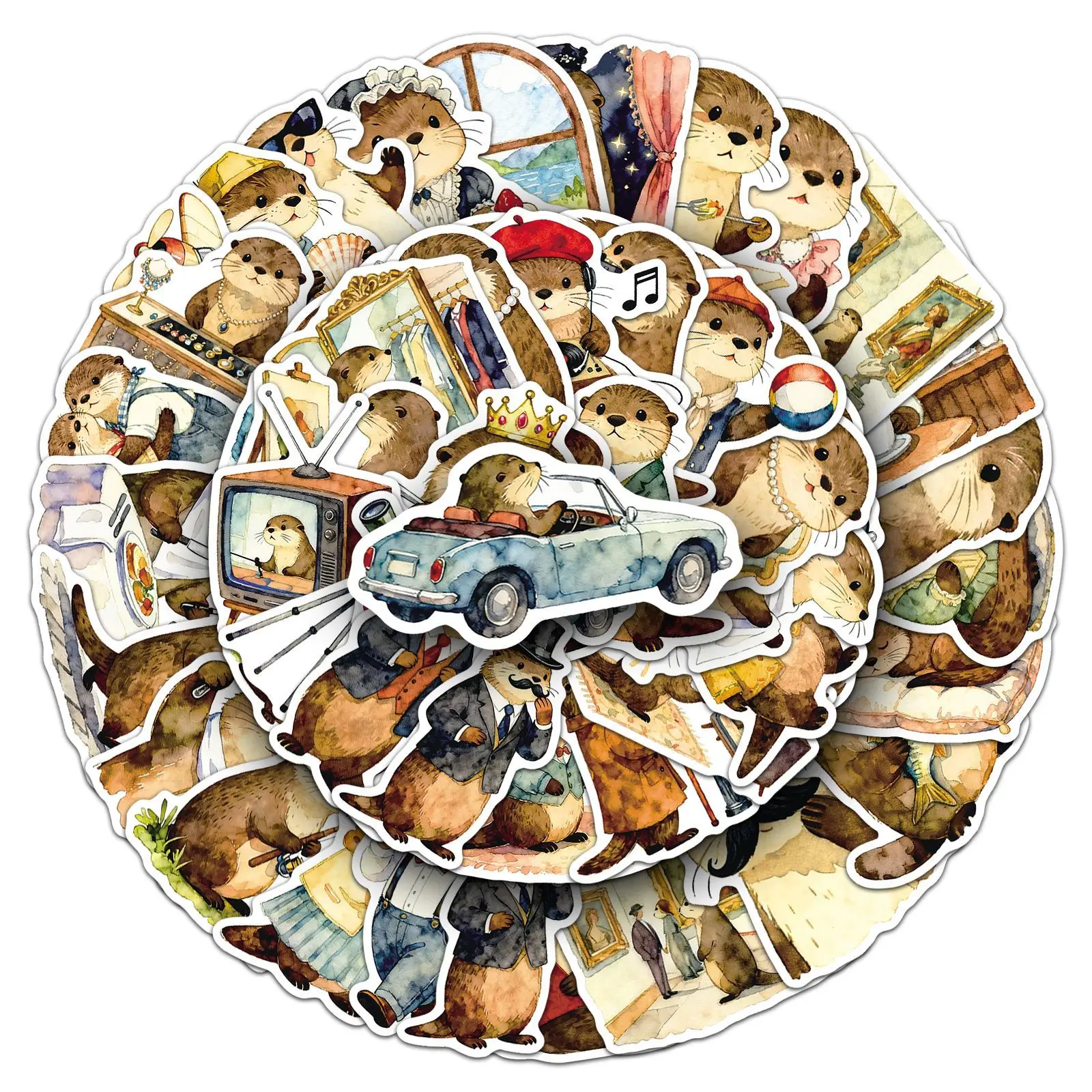 

50PCS Cartoon Otter Sticker Cute Animal Creative Graffiti Waterproof Decal Toy Gift for Water Cup Scrapbook Refrigerator Diary